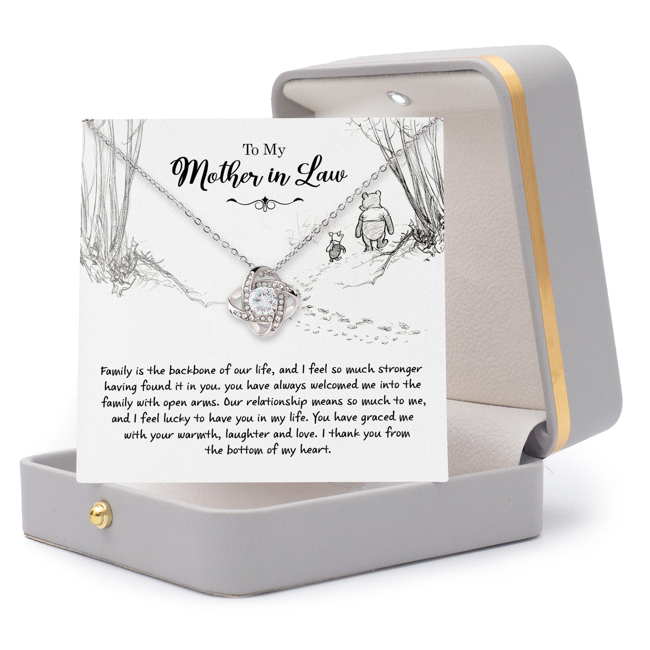 Emotional Mother's Day Gift for Mother-In-Law | Love Knot Necklace with Touching Message Card In LED LIGHT BOX Gifts