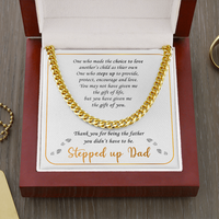Thumbnail for GLAVICY Stepped up Dad Necklace from Daughter Son Message Card and Box Meaningful Gift Set for Men Family Step Father Necklaces Chain Father's Day Birthday Christmas Happy Anniversary #4 Cuban Link Chain
