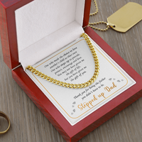 Thumbnail for GLAVICY Stepped up Dad Necklace from Daughter Son Message Card and Box Meaningful Gift Set for Men Family Step Father Necklaces Chain Father's Day Birthday Christmas Happy Anniversary #4 Cuban Link Chain