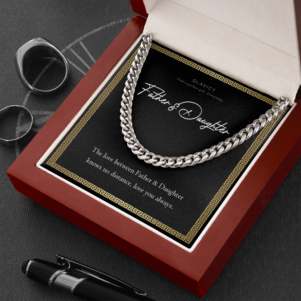 GLAVICY Father and Daughter Necklace from Girls Son Message Card and Box Meaningful Gift Set for Men Family Dad Necklaces Chain Father's Day Birthday Christmas Happy Anniversary #1 Cuban Link Chain