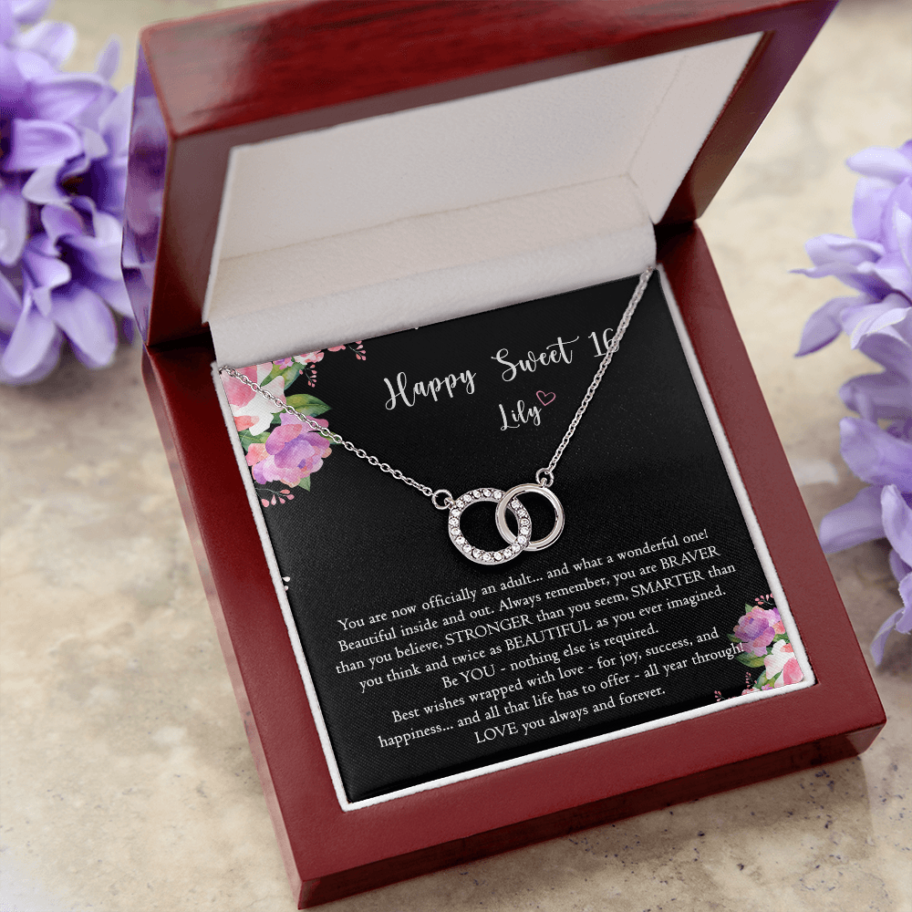 GLAVICY Personalized 16th Birthday Gifts Necklace for Girls Daughter Message Card and Box Meaning Gift Set Custom Pendant Jewelry from Mother Father Mom Dad Happy Birthdays Celebration Anniversary #4 Perfect Pair Necklace