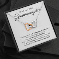 Thumbnail for GLAVICY To My Beautiful Granddaughter Necklace from Grandmother Pendant Jewelry 14k White Gold Message Card and Box Meaning Gifts form Grandma Interlocking Heart Necklace