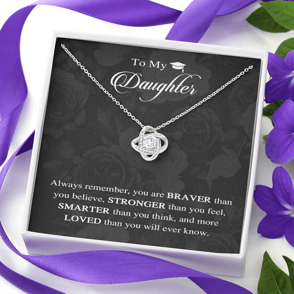 Graduation gifts for Girls High School - To my Daughter -Graduation Necklace from MOM,DAD - 14k White Gold - Confirmation gifts - Gifts for Her GLAVICY Love Knot Necklace