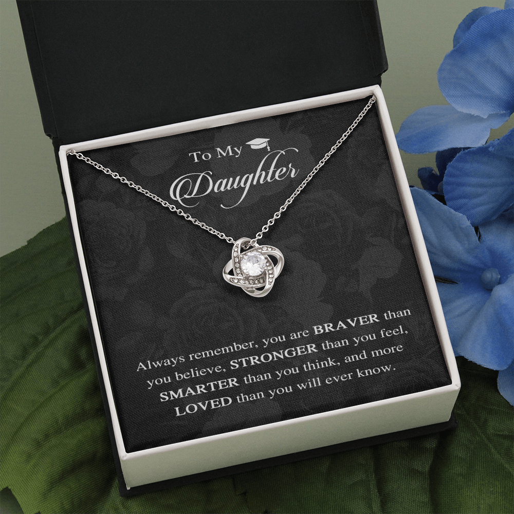 Graduation gifts for Girls High School - To my Daughter -Graduation Necklace from MOM,DAD - 14k White Gold - Confirmation gifts - Gifts for Her GLAVICY Love Knot Necklace