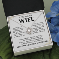 Thumbnail for To My Beautiful Wife Necklace from Husband 14k White Gold Message Card and Box Gift Pendant Jewelry Birthday any Gifts by GLAVICY Love Knot Necklace