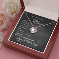 Thumbnail for To the Best Mom Necklace I Love You Love Knot Message Card and Box Gift Set for Mom, Woman from Husband, Child Pendant Jewelry Mother's Day Anniversary Birthday by GLAVICY Love Knot Necklace