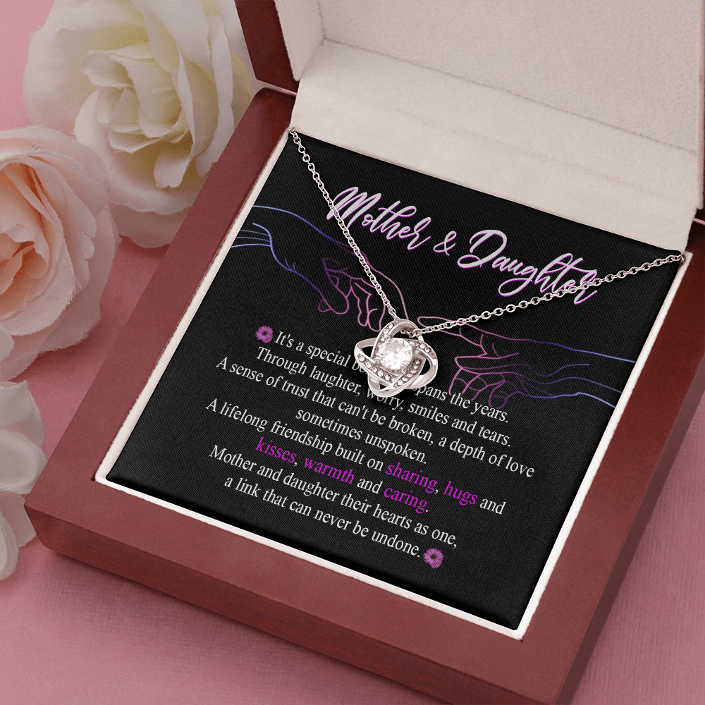 To my Mother & Daughter Necklace I Love You Love Knot Message Card and Box Gift Set for Mom, Woman from Child Girls & Boys, Pendant Jewelry Happy Mother's Day Anniversary Birthday by GLAVICY Love Knot Necklace